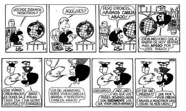 Mafalda en vivimos cabeza abajo