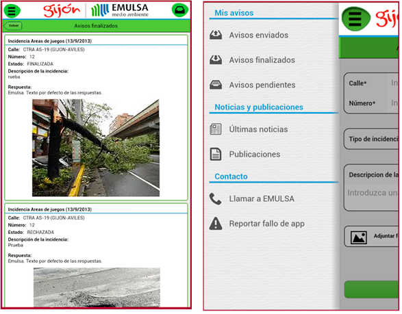 Interfaz aplicación de Emulsa