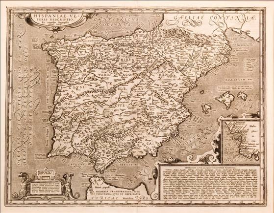 Mapa de España titulado Hispania Veteris Descriptio (1586) Mapa de España titulado Hispania Veteris Descriptio (1586)