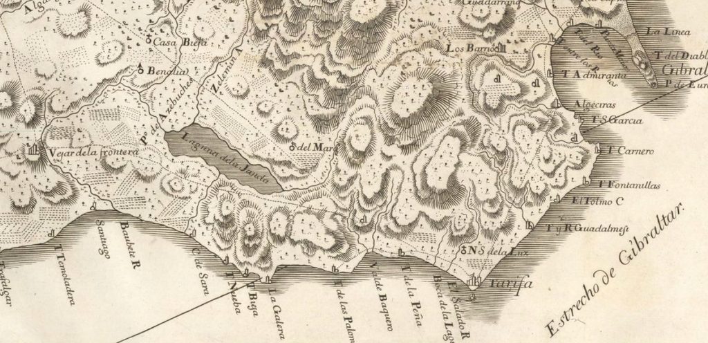 Detalle, mapa del reynado de Sevilla; 1748, por Francisco Llobet. IGN. Esta copia vía http://blog.lagunalajanda.org/ Detalle, mapa del reynado de Sevilla; 1748, por Francisco Llobet. IGN. Esta copia vía http://blog.lagunalajanda.org/