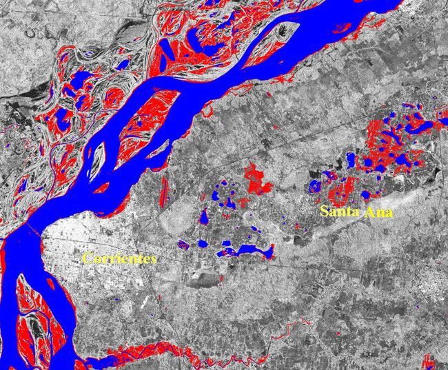 El río Parana, en Argentina. 15 junio de 2014 por el Sentinel-1A / ESA